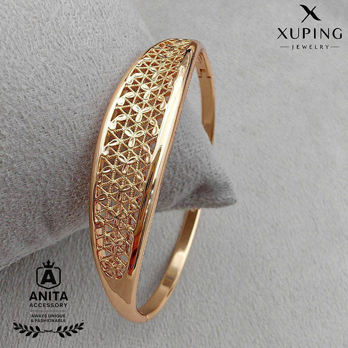 بنگل دستبند سایز2 مشابه طلا رنگ ثابت ژوپینگ اورجینال مجلسی