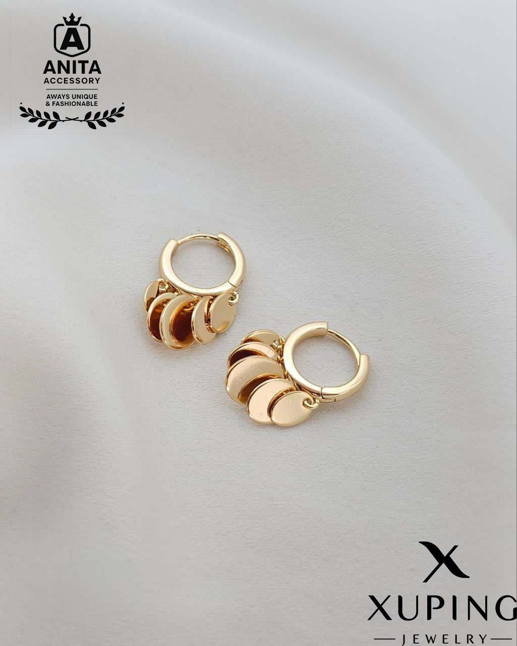 گوشواره حلقه‌ای آویزدار طرح سکه‌ای برند ژوپینگ اصل